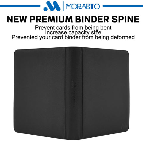 Top Loader Card Binder With 18 Double Sided Pages, Holds 324 3x4 Top Loaders, 9 Pockets Per Page, Rugged Black Hard Plastic Card Binder
