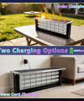 Outdoor Boss Level Solar Bug Zapper on table for solar charging and indoors for power cord charging up to 4000 sq ft area