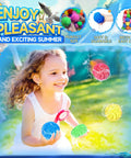Child playing with 60 pcs reusable water balls for summer splash fun, colorful water balloons for pool and backyard games.