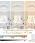 Crystal Ceiling Light With Memory Function Dimmable LED Chandelier 3000K 4000K 5000K Color Temps Modern Flush Mount