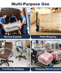 Multi-purpose use of Two-Pack Clear Industrial Stretch Wrap Film 5.1 Inch by 1000 Feet with Handle, for moving and pallet bundling.