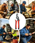 Heavy Duty 8 Inch Wire Stripper And Cable Crimper Tool Manganese Steel Blade used by electricians in field installations.