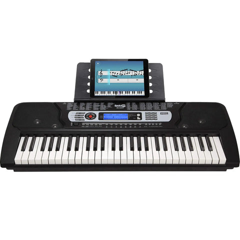 54 Key Keyboard Piano Kit with power supply, sheet music stand, and lessons for beginners, featuring full-sized keys.