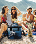 Portable Soft Cooler Bag For Camping And Beach Trips Leakproof Insulated Ice Chest With 22L Capacity Collapsible Yacht Sailboat Print on beach