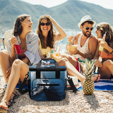 Portable Soft Cooler Bag For Camping And Beach Trips Leakproof Insulated Ice Chest With 22L Capacity Collapsible Yacht Sailboat Print on beach
