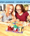 Children using Motion Electronics Discovery Kit For Kids Build Dozens Of Safe, Fun Circuit Toys With Easy Projects That Teach Basic Electricity, Cool Physics And Engineering Concepts In A Hands On, Kid Friendly Way