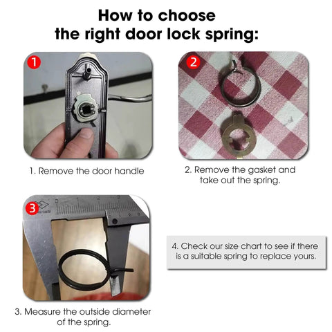 Steps to replace door lock spring using 8 Piece Door Handle Spring Set For Knob And Lever Latch Replacement DIY Friendly Internal Coil Repair