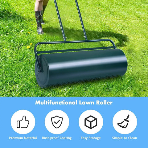Lawn Roller 24 Inch Steel Push Pull Water Filled Do It All Yard Tool For Park Garden And Ball Field Tow Behind With Ergonomic Handle
