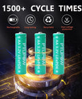 Three AA 3.2V LiFePO4 650mAh Solar Battery Pack For Backyard Solar Lights on glowing circuit background.