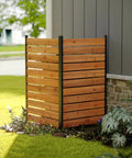 Wood Privacy Screen For Outdoors No Dig Garden Fence Hide Trash Cans And Air Conditioner Units Decorative Patio Privacy Screen For Backyard Or Balcony Reddish Brown Yard Vibe; corner view outdoors