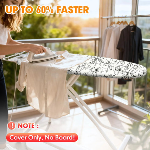 Heavy Duty Ironing Board Cover And Pad With Extra Thick 6mm Padding Scorch And Stain Resistant Adjustable Fasteners And Elastic Edges 15x54 Standard Size Floral White, ironing clothing on balcony