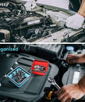 Mechanic using New Version Collapsible Magnetic Parts Tray Set Four Pack With Four Point Five Inch Square Silicone Foldable Bowls And Dual Sided Magnetic Base Magnetic Tool Trays For Screws Bolts Nuts Washers Pins And Small Metal Parts