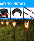 Easy installation of Outdoor Solar Torch Lights 6 Pack With Realistic Flickering Flame Effect Waterproof Pathway Lights