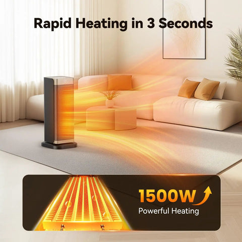 Cozy Up Portable Indoor Space Heater With 1500W PTC Ceramic Fast Heat in a modern living room setting