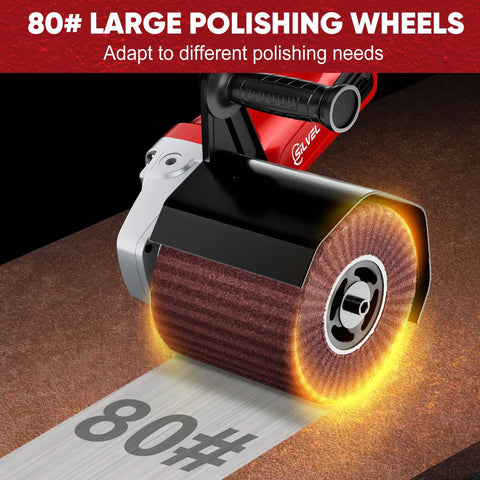 Beefy 1400W Burnishing Polishing Machine 110V with large 80# wheel in use on a metal surface