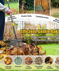Beast Heavy Duty Metal Garden Leaf Rake 18 Inch Wide Head With 65 Inch Adjustable Handle cleaning leaves and debris