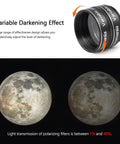 One And A Quarter Inch Variable Grey Polarizing Telescope Filter For Astronomy And Eyepieces Adjustable Light Transmission From One To Forty Percent for Moon viewing.