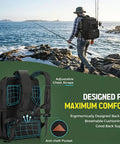 Fishing Backpack With Built In Cooler Water Resistant Tackle Bag With Rod Holders Big Fish Organizer Outdoor Use