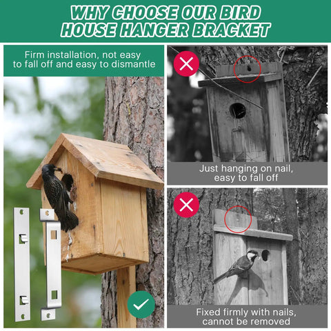 6 Set Heavy Duty Bird House Hanger Brackets Galvanized Steel Weatherproof Mounting Kit With Screws For Easy, No Fuss Hanging And Secure, Stable Placement Of Bird Houses, Nesting Boxes, And Feeders