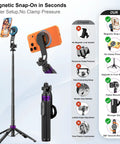 4 In 1 Magnetic Tripod For iPhone With 1 Quarter Inch Screw 53 Inch MagSafe Selfie Stick Tripod and Wireless Remote showcased