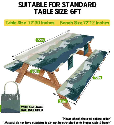 Waterproof Picnic Table Cover Set With Bench Covers For 72 Inch Tables And Benches Fitted Tablecloth For Camping And RV Travel Road Trip Ready Outdoor Gear Easy On Off Includes Storage Bag