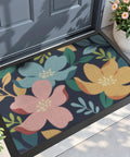 Colorful Floral Front Door Mat 17x30 Outdoor Entrance Doormat Slip Resistant Dirt Trapper For Patio Porch Garage Heavy Duty