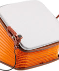 Innovative Home Tech SeatLift Electric Stand Assist Cushion Rechargeable Portable Lift Chair Pad For Easy Rising, orange with white cushion top.