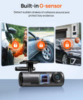 Dash Cam For Cars 1296P QHD Front Camera With 130 Degree Wide Angle Built In WiFi WDR Night Vision shown with G-sensor feature
