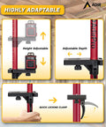 Pro Grade Laser Level Pole Kit With Tripod And Mount For Rotary And Line Lasers showing adjustable bracket and quick locking clamp