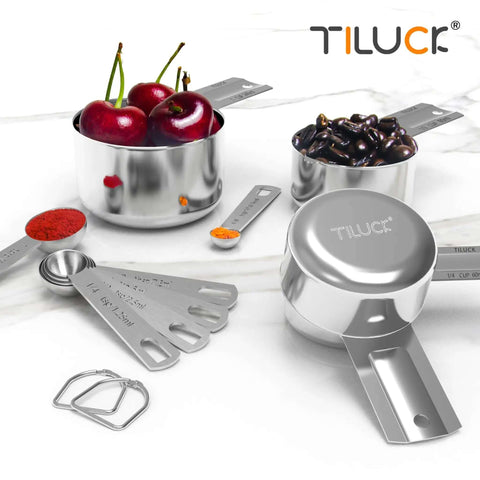 Stainless Steel Measuring Cups And Spoons Set 10 Piece Kitchen Gadgets For Cooking And Baking Premium Food Grade 18/8 Stainless Steel