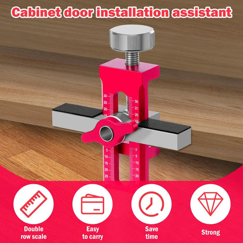Portable Aluminum Alloy Cabinet Door Positioner Tool for easy installation with double row scale and handle jig.
