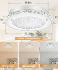 Crystal Ceiling Light Fixture LED Dimmable 11 Inch Flush Mount With 3 Color Temperatures 3000K 4000K 5000K display