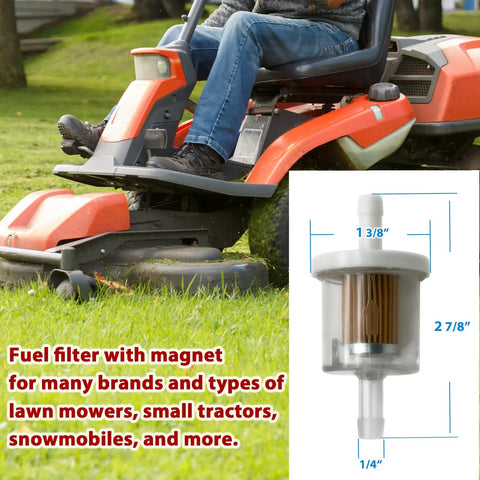 Two Pack One Quarter Inch Inline Fuel Filter Set, 40 Micron Pleated Element For Lawn Mowers, Tractors, And Small Engines
