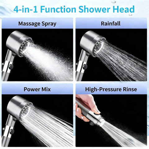 High Pressure Filtered Shower Head With Handheld And 4 Replacement Filters For Hard Water 18 Layer Filtration Delivers Strong Jets