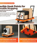 Heavy Duty Foldable Push Cart Dolly Platform Truck With Telescopic Handle And Guard Rails 330 Lbs Capacity Flatbed To Cart In Seconds Perfect For Warehouse Garage Office Hotel Moves with boxes and strap grooves