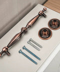 Five Pack Bronze Vintage Cabinet Handles With Antique Copper Finish For Kitchen And Furniture Drawer Pulls Euro Style Dresser Hardware