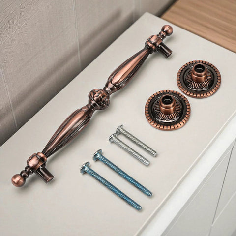Five Pack Bronze Vintage Cabinet Handles With Antique Copper Finish For Kitchen And Furniture Drawer Pulls Euro Style Dresser Hardware