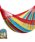 Handwoven Mayan Hammock With Carry Bag Big Family Size Portable Rope Hammock For Travel Camping Backyard Porch Outdoor Or Indoor Use Colorful Multicolor Dope For Two People