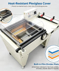 Game Changing Automatic Two In One Thermal Shrink Wrapping Machine With L Bar Sealer And Heat Tunnel For POF And PVC Film 3800W with plexiglass cover.