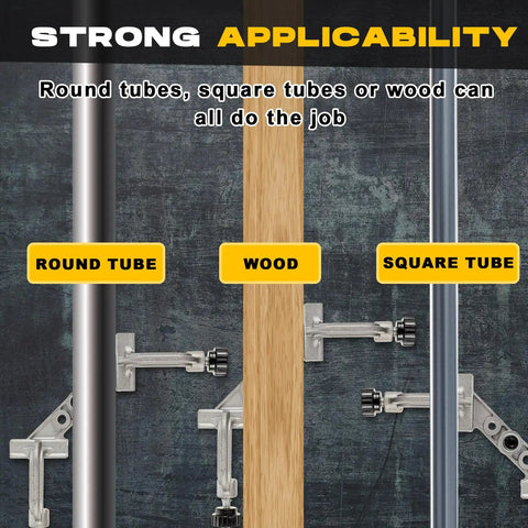 Two Pack Adjustable Tube Clamp With Swing Jaw In Aluminum Alloy Right Angle Clamp for round, square, and wood applications.