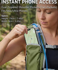 2L Hydration Pack with zipper phone pocket on shoulder strap, lightweight daypack for cycling and running, close-up view