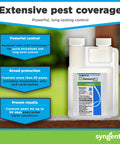 Demand CS Insecticide Concentrate Water Based Indoor And Outdoor Pest Control For Spiders Ants Flies Wasps Fleas Ticks And Bed Bugs 8 Oz Bottle Makes 8 To 40 Gallons displayed with product features