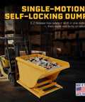 Commercial Grade 1 Cubic Yard Self Dumping Hopper Fits Standard Forklifts 6000 Lb Capacity with debris loaded.