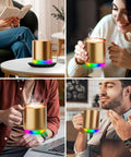 Smart Self Heating Coffee Mug With 12 Oz Capacity And Ai Auto Warm Tech Features Music Reactive Ambient Lights in use.