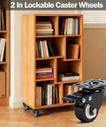 Bookshelf on 2 Inch Caster Wheels With Brake Heavy Duty Swivel Casters Set Of 4 Total Capacity 600 Lbs Industrial PU Wheels