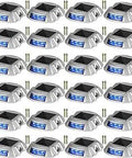 24 Pack Solar Dock Lights For Path And Garden, Waterproof Wireless LED Lights With 6 LEDs, Bright Blue Night Glow, Auto On At Dusk