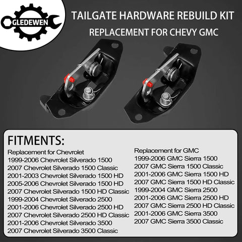 Heavy Gauge Steel Direct Replacement Rear Tailgate Handle Kit For Chevy Silverado 1500 2500 3500 1999 To 2006, detailed latch kit.