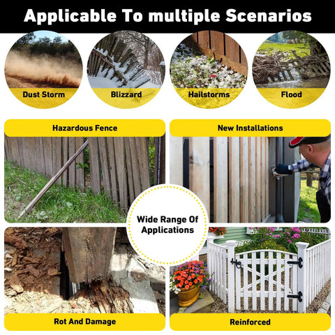 Beefy Heavy Duty Fence Post Repair Kit 2 4 6 8 Pack With Thick Ground Spike Anchors for fixing damaged or tilted posts in multiple conditions