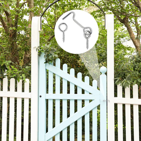 Heavy Duty 2 Inch Cabin Hook And Eye Latch 12 Pack Tough As Nails Zinc Plated Steel Hardware For Wood Gates Doors Cabinets Rust Proof Easy Install Secure Lockup With Screws on a blue garden gate.