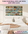Vintage Travel Poster Pack Of 40 World Wall Art Prints For Home Decor Classroom Dorm Bedroom 4x6 Inch Retro Geography Destination Collage above bed